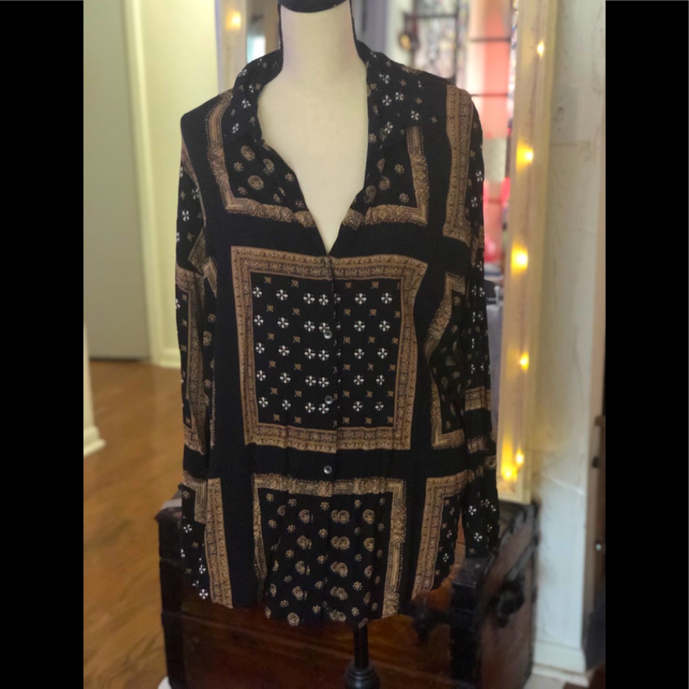 Free People Printed Button Down
